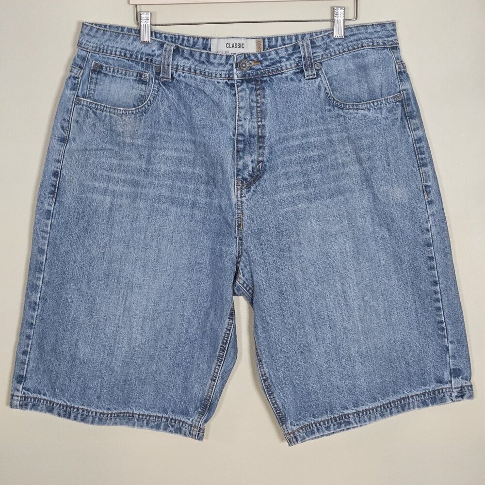 Bongo Shorts Mens 38 Blue Classic Fit 12" Inseam Jorts CottonDenim M1501003 VTG